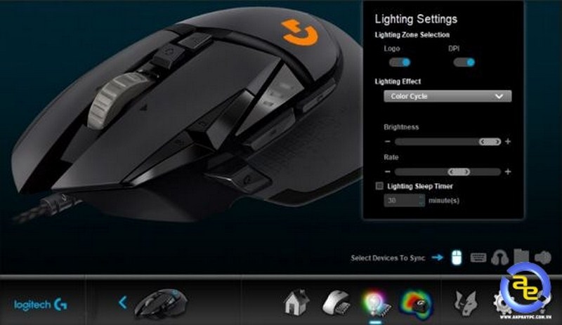 phần mềm đổi màu trên Logitech G502 HERO