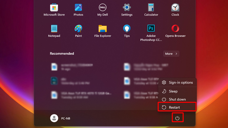 Cách khởi động lại PC